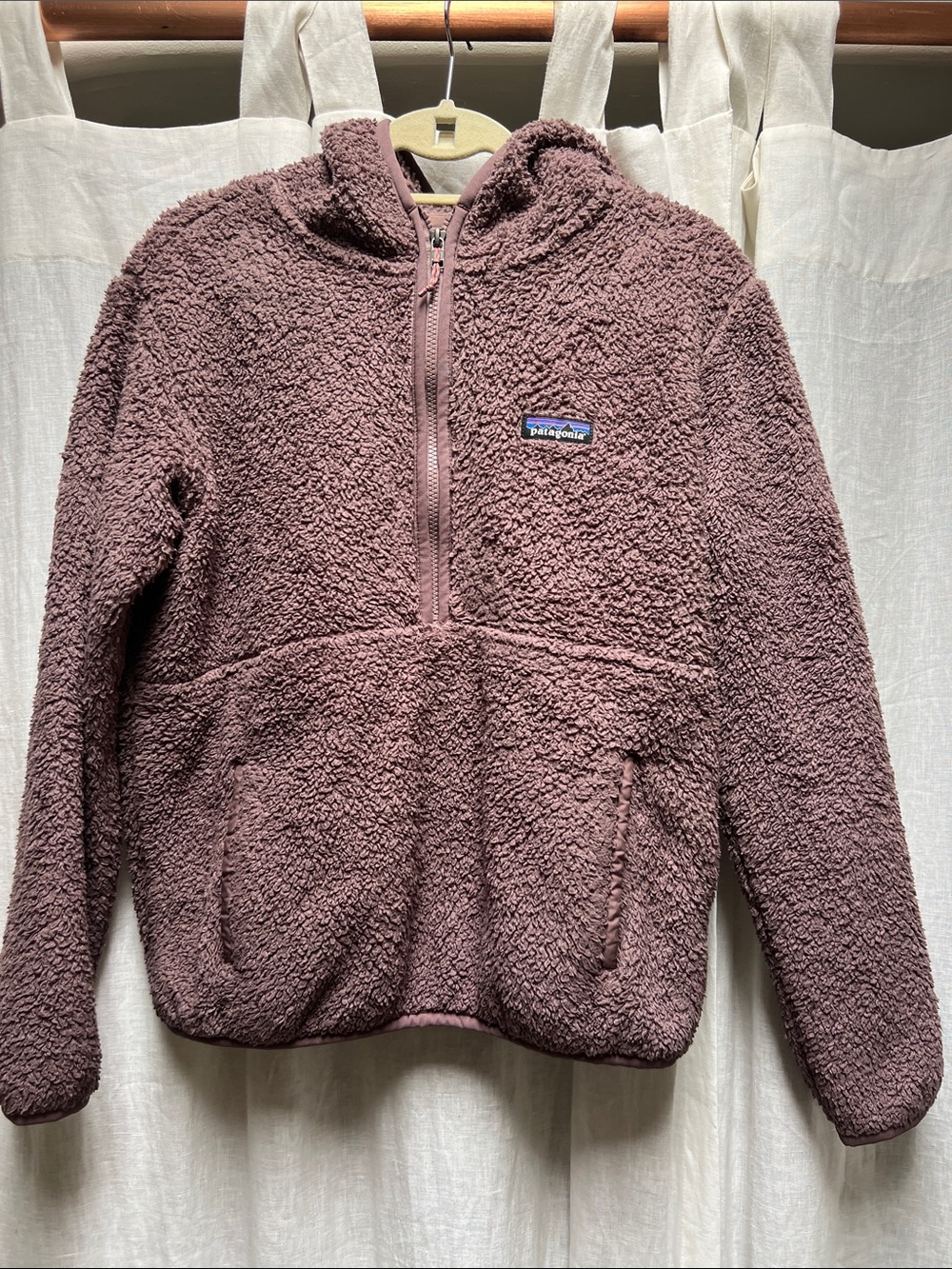 Patagonia Kids Hooded Sherpa Fleece Jacket - Dusty Mauve